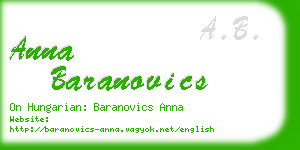 anna baranovics business card